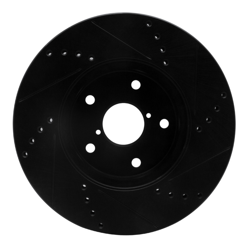 Subaru Legacy Brake Rotor (1) - Front Left - R1 Concepts - Drilled & Slotted - Black - `15-`19